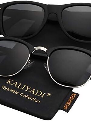 KALIYADI Polarized Sunglasses for Men and Women Semi-Rimless Frame Driving Sun glasses UV Blocking