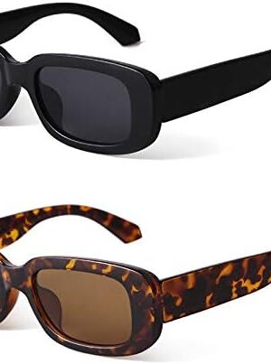 KUGUAOK Retro Rectangle Sunglasses Women and Men Vintage Small Square Sun Glasses UV Protection Glasse