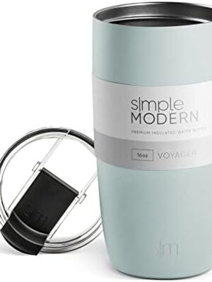 Simple Modern Travel Coffee Mug Tumbler with Flip Lid | Reusable Insulated Stainless Steel Cold Brew Iced Coffee Cup Thermos | Gifts for Women Men Him Her | Voyager Collection | 16oz | Sea Glass Sage
