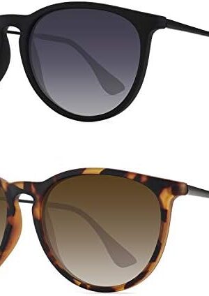 WOWSUN Polarized Sunglasses for Women Vintage Retro Round Mirrored Lens